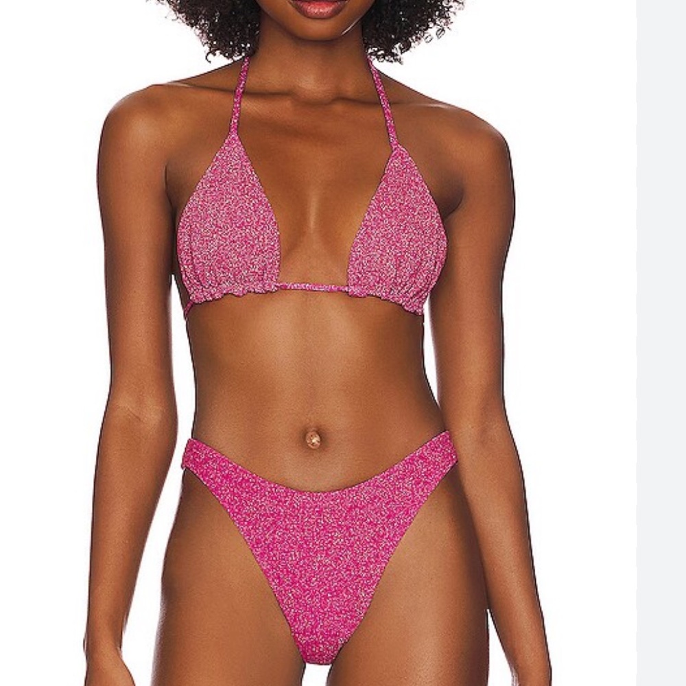 Good American Hawaiian Sparkly Pink Bikini Bottom